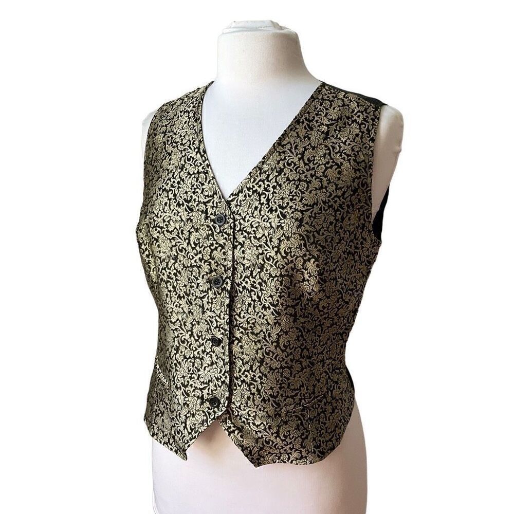Kenar Black and Gold Brocade Waistcoat Vest, 8. Beautiful Silk Blend